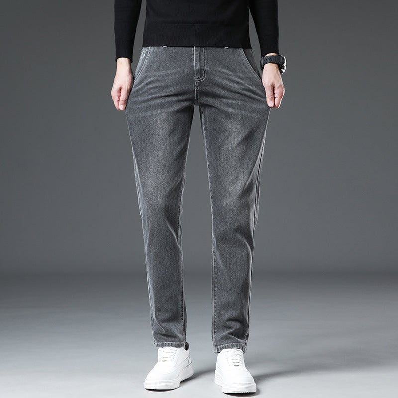 Stretch Jeans Men'S Slim-Fit Pants Men'S High-End Fit Washed Straight Autumn Business Men'S Pants - Image 4